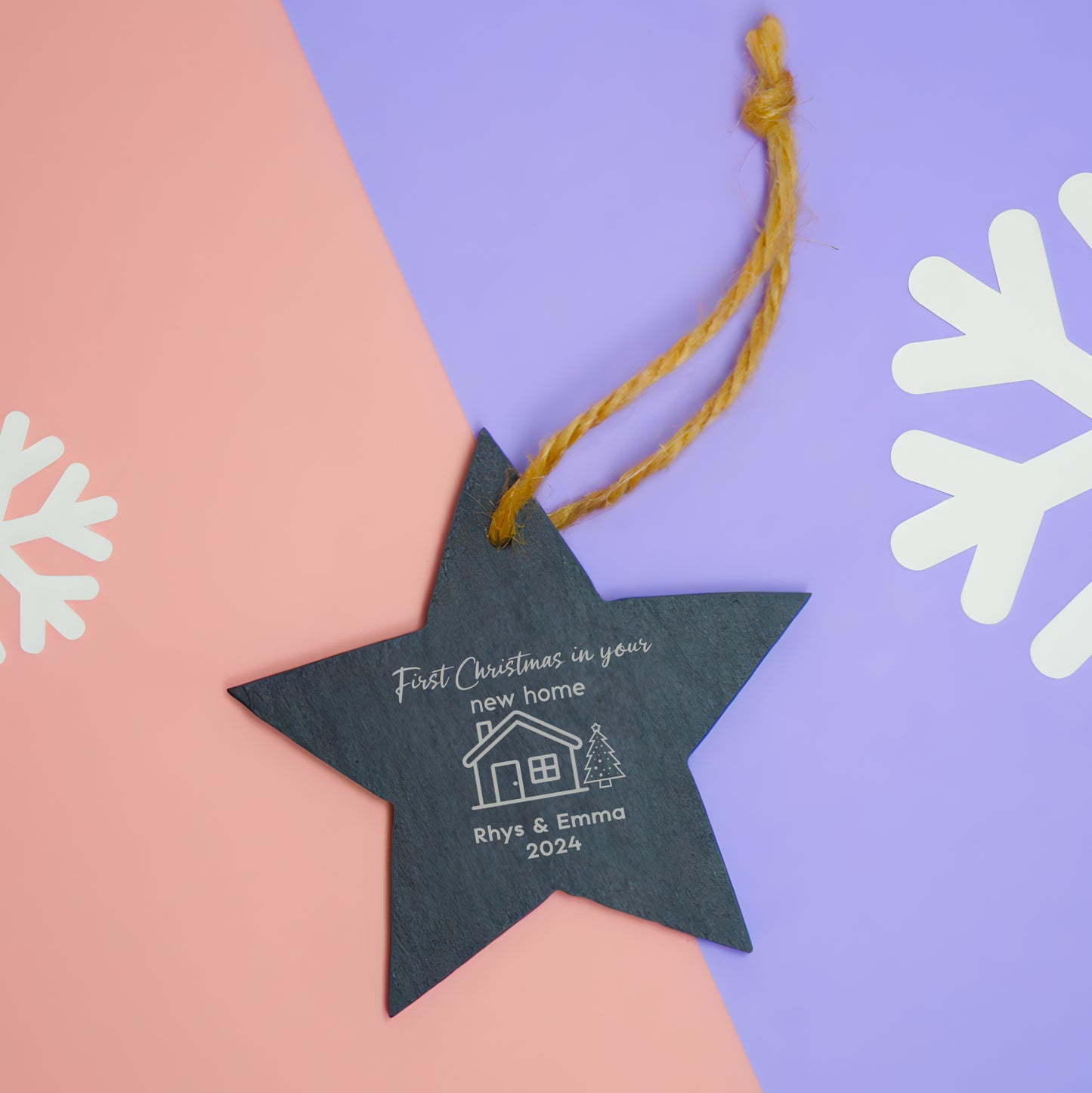 Star Slate Hanging Decoration - New House First Christmas