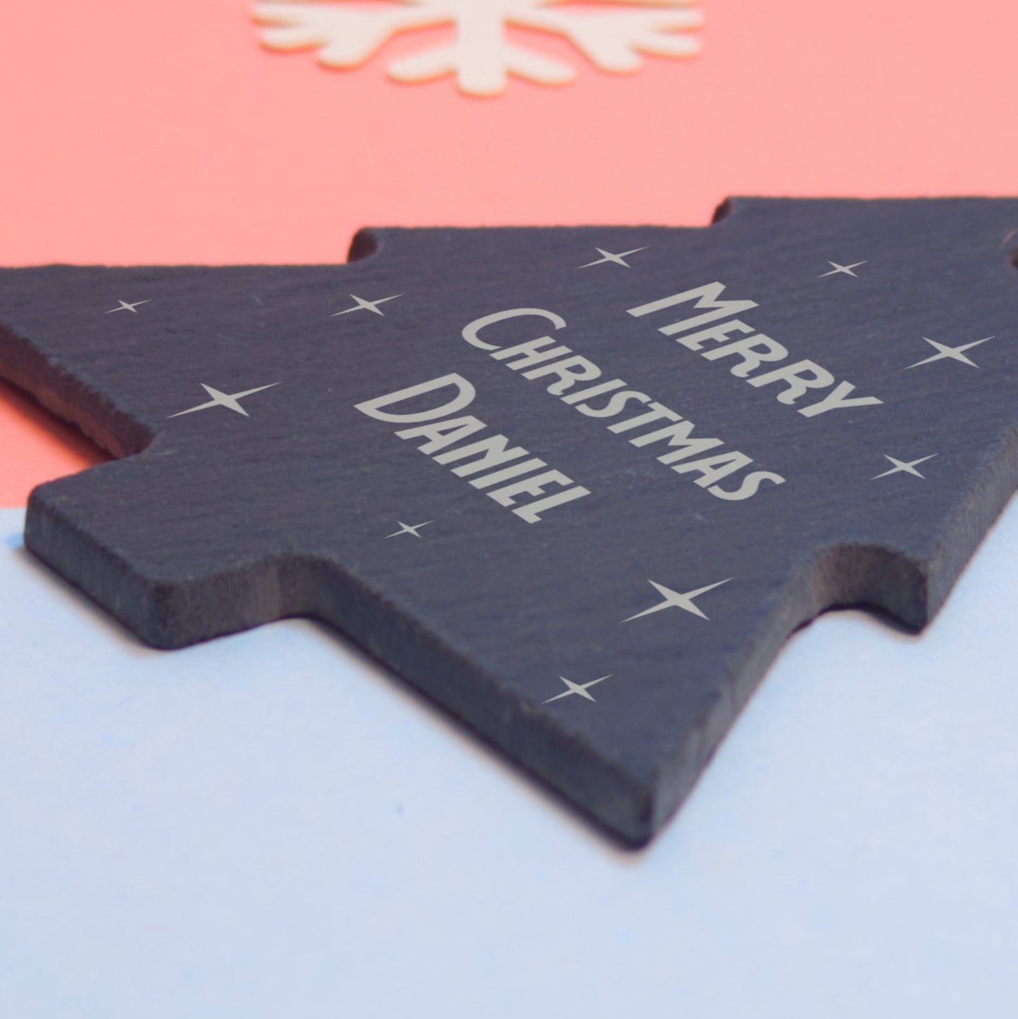 Slate Tree Hanging Decoration - Merry Christmas