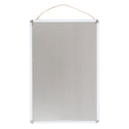 back of rectangular metal sign with string for hanging on a white background