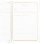 Open book with star ratings and text on a white background