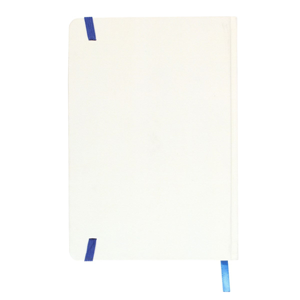 cream notebook back with blue accents on a white background