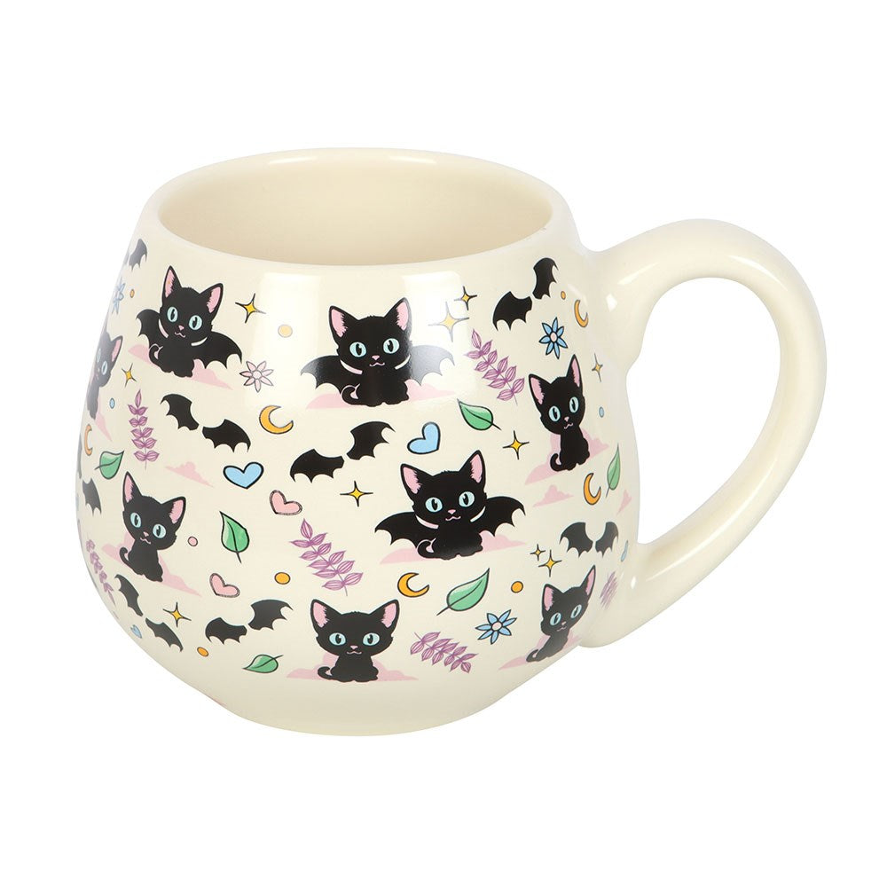 Mug with black cat pattern on a white background
