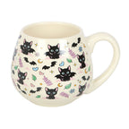 Mug with black cat pattern on a white background