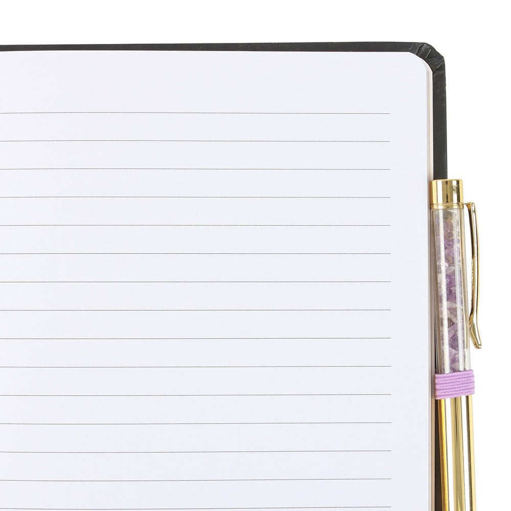 Notebook pages with a pen on a white background
