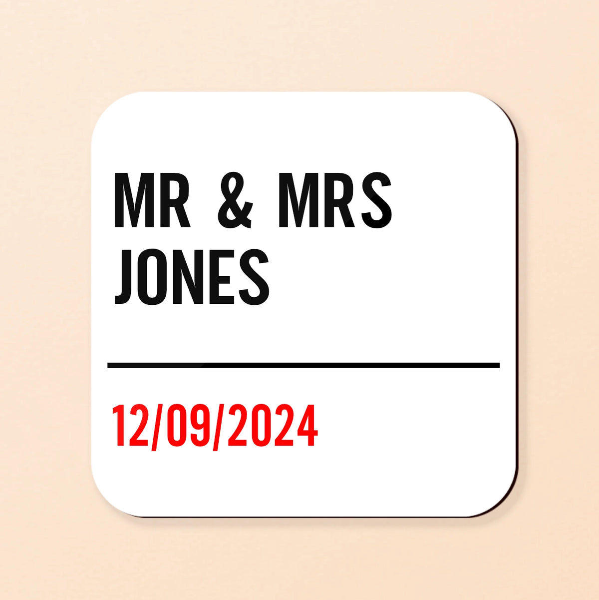 Personalised Street Sign Couple Coaster