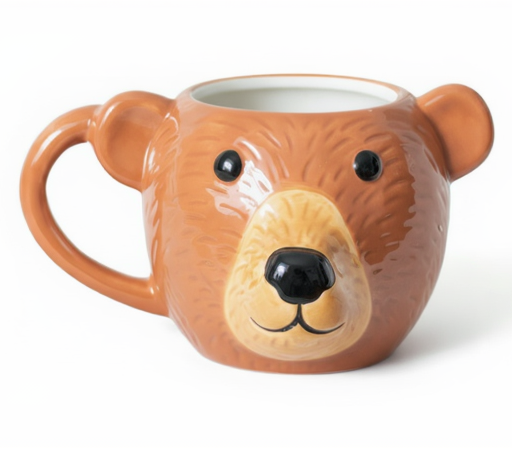 Bear-shaped mug with a white interior on a white background