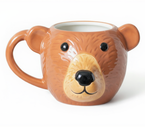 Bear-shaped mug with a white interior on a white background