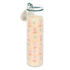 Candle with cowboy boot and cactus pattern on a white background