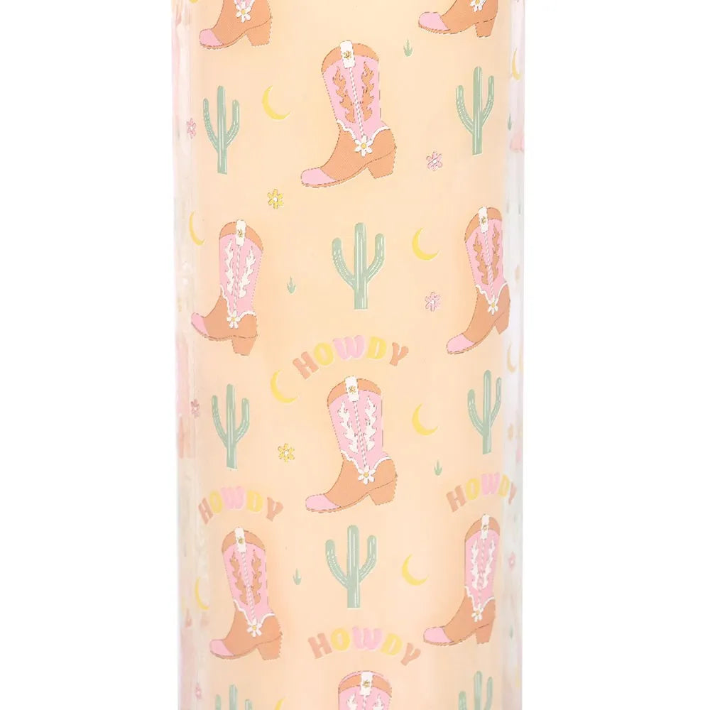 Glass tube candle with cowboy print