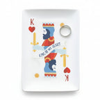 Ceramic catch all tray with King of Hearts design on a white background