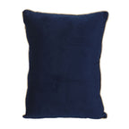 Navy blue pillow back with gold trim on a white background 