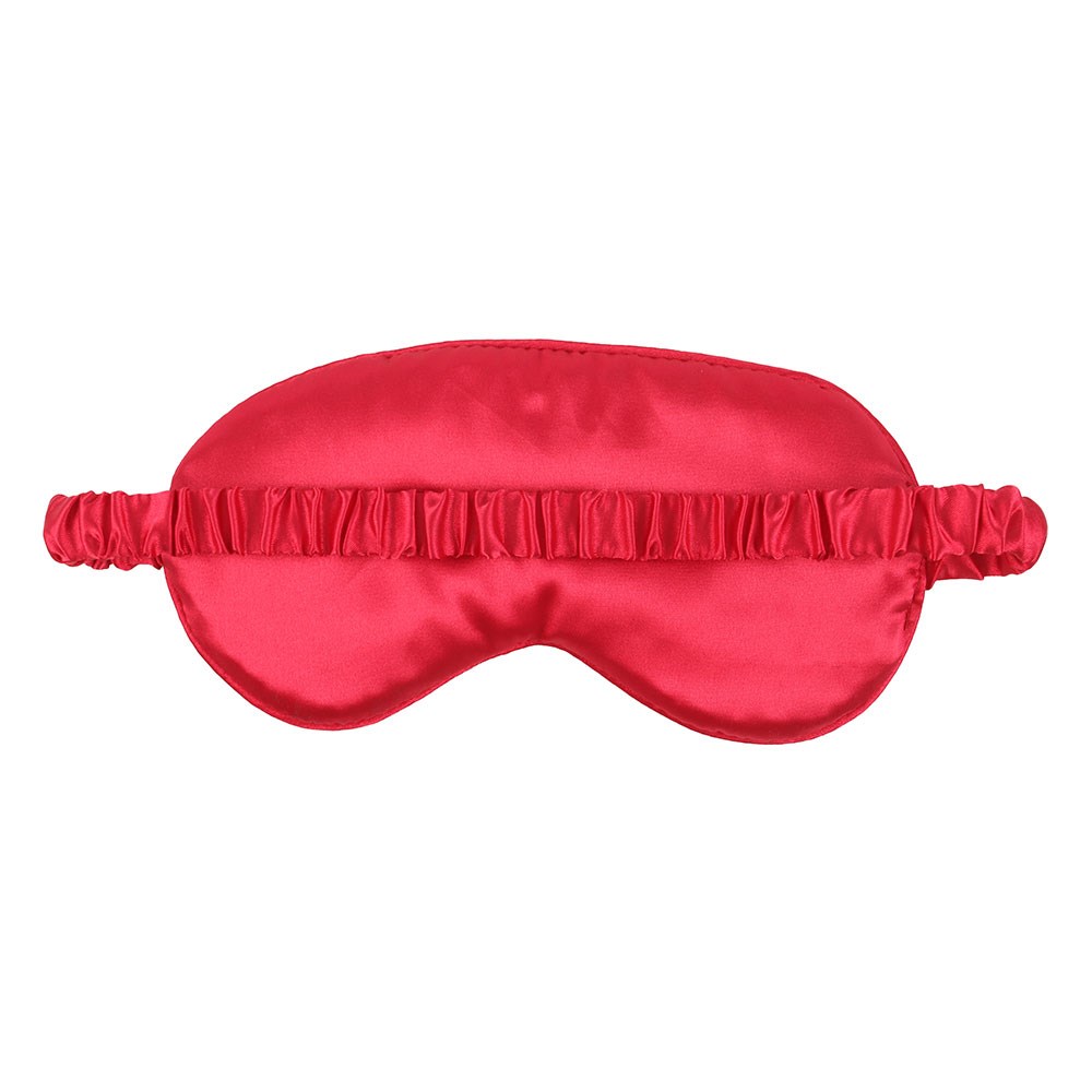 Red satin sleep mask on a white background