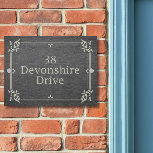 Elegant Bordered Rectangle House Sign