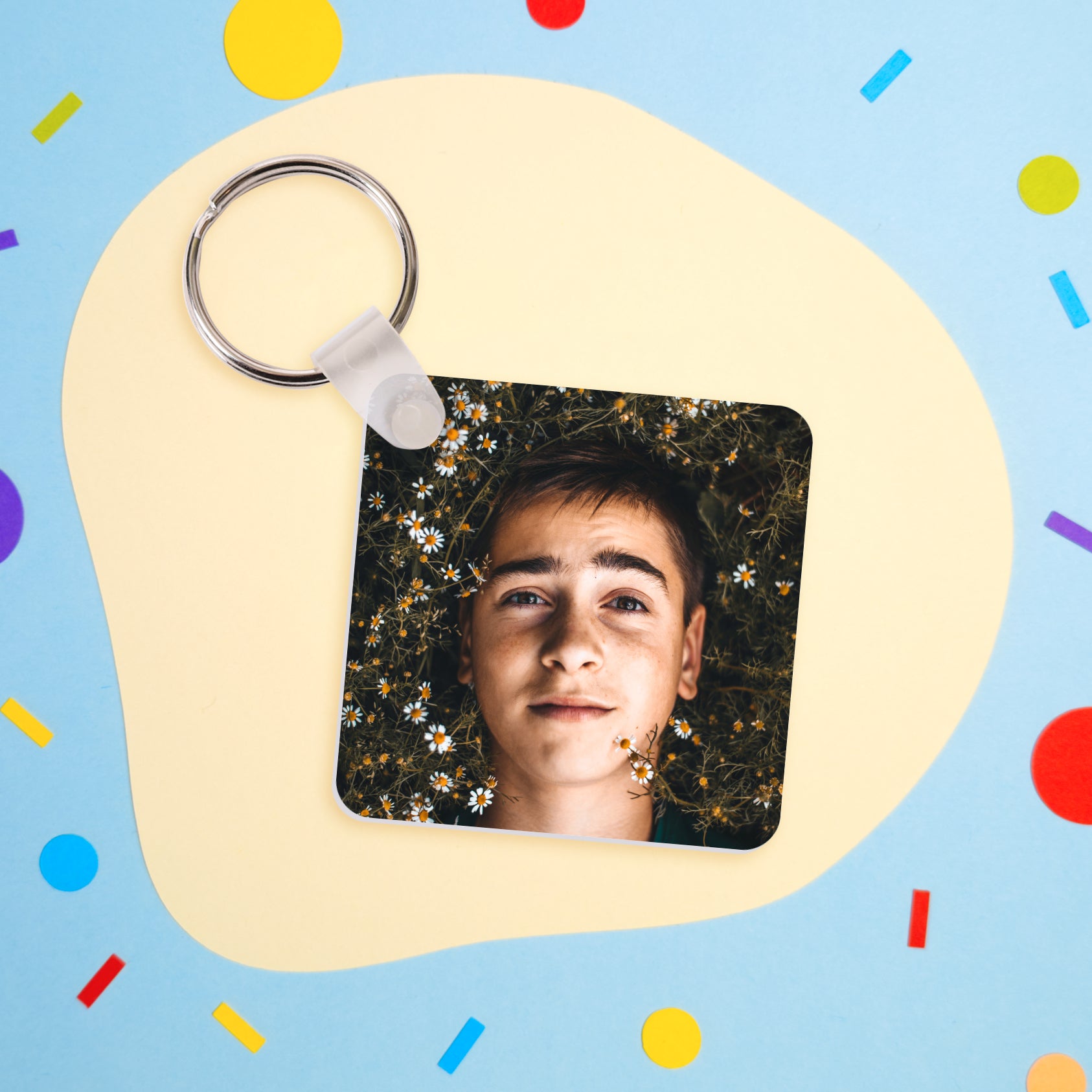 Personalised Photo Square Plastic Keyring