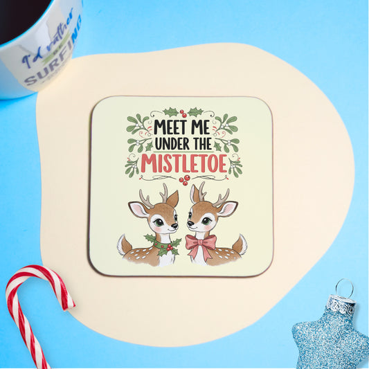 Meet Me Under The Mistletoe Square Coaster
