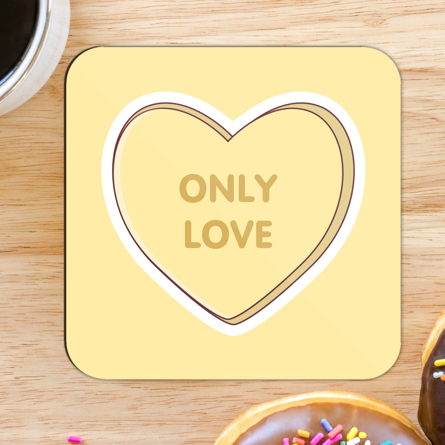 'Only Love' Love Heart Coaster