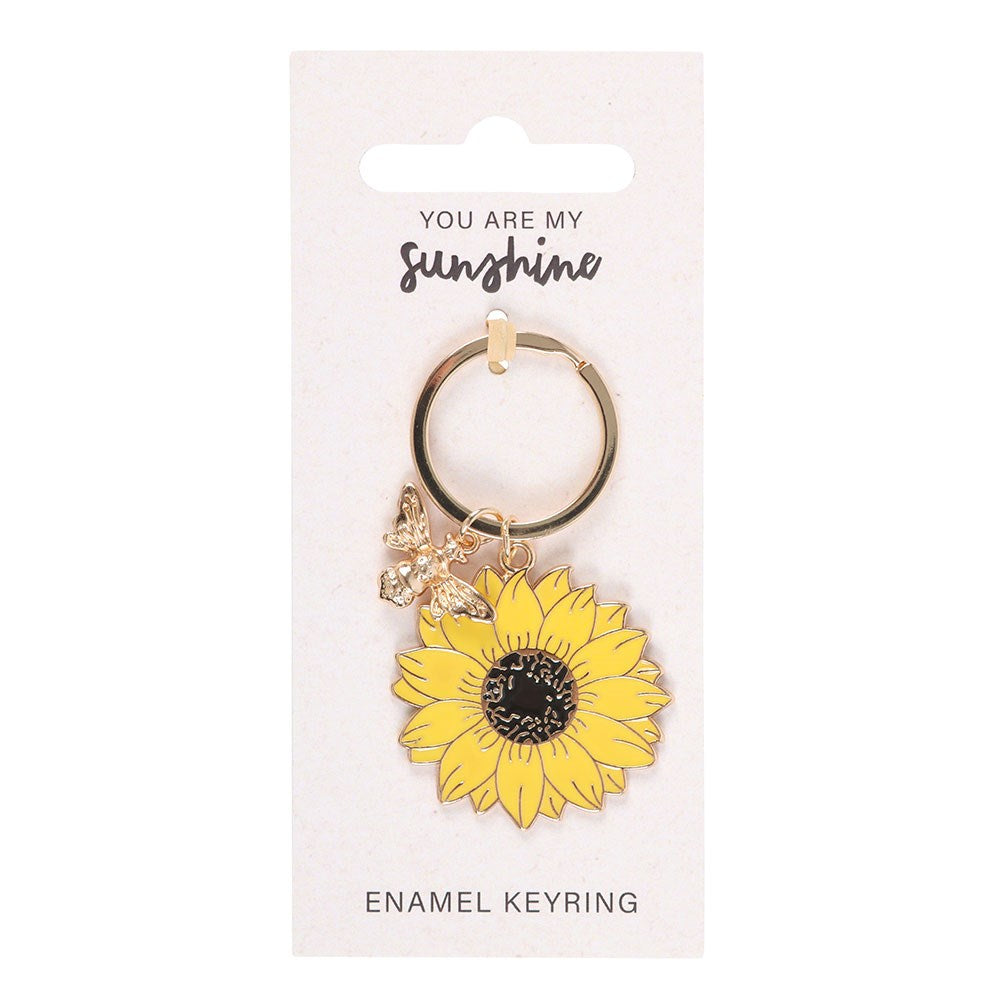 Sunflower keychain on a 'You are my sunshine' card