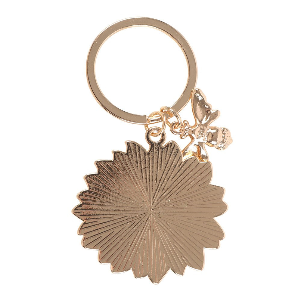 reverse side of sunflower key chain 