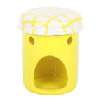 Yellow jar shaped oil burner with cut out for tealight candle