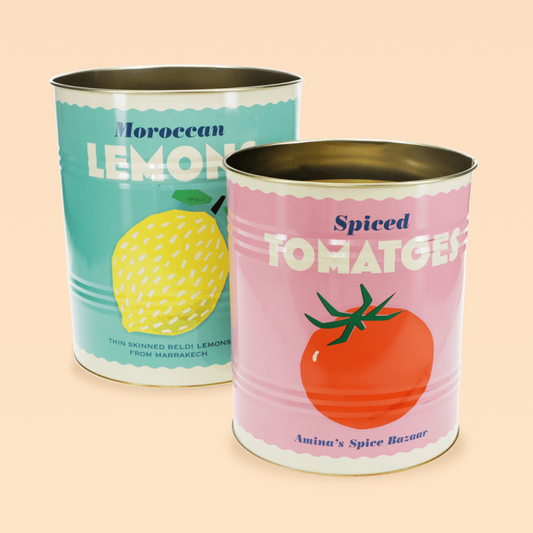 Set of 2 medium storage tins - Lemon and Tomato