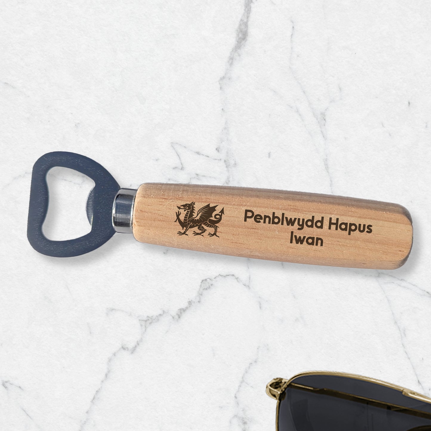 Wooden Bottle Opener - Welsh Dragon with custom message