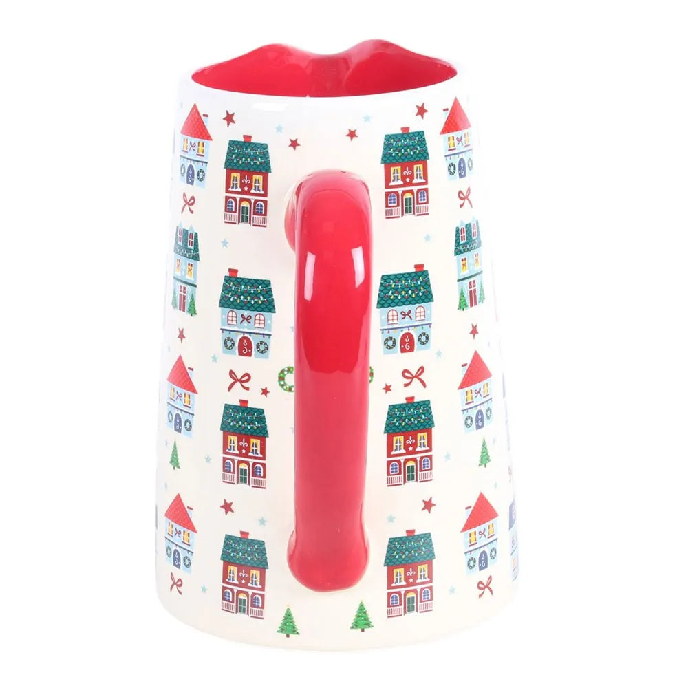 Christmas Street Print Ceramic Flower Jug