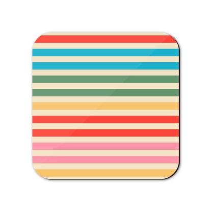 Colourful striped coaster with horizontal lines on a white background
