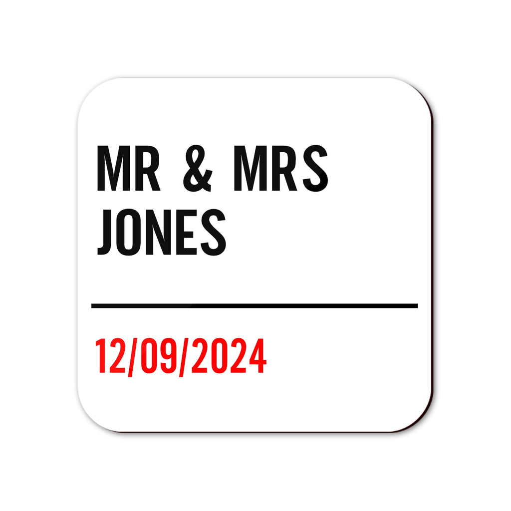 Personalised Street Sign Couple Coaster
