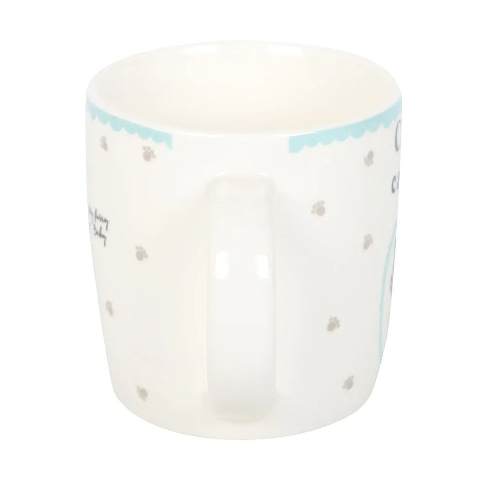 Mug with 'Crazy cat lady' text and a cat illustration on a white background