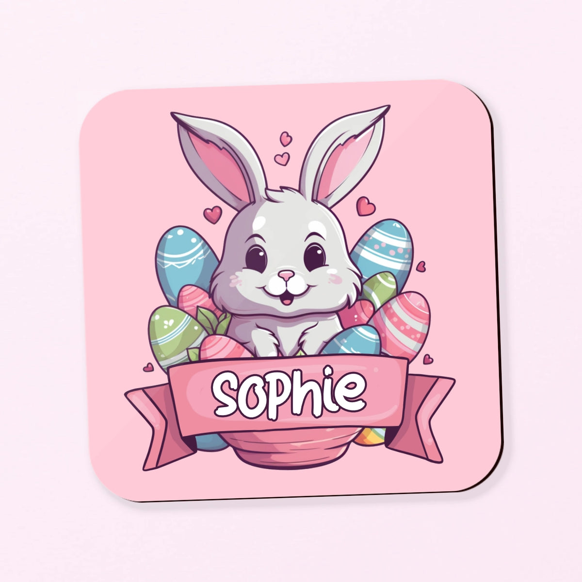 Personalised Easter Pink Coaster