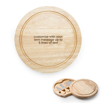 Personalised Cheeseboard and Utensils set - Custom Text