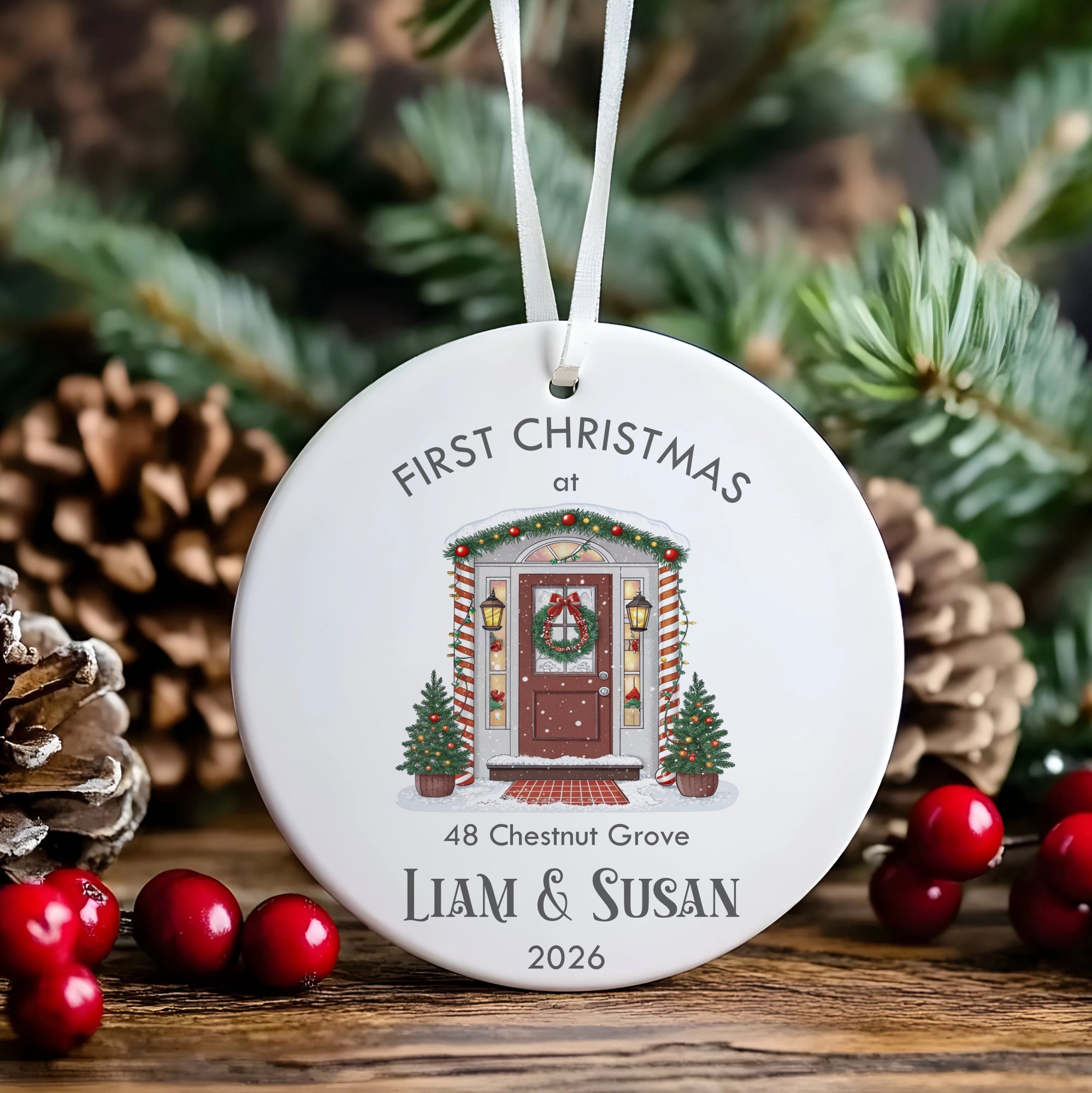 First Christmas Front Door Personalised Hanging Decoration