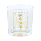 King of my heard glass with gold playing card design