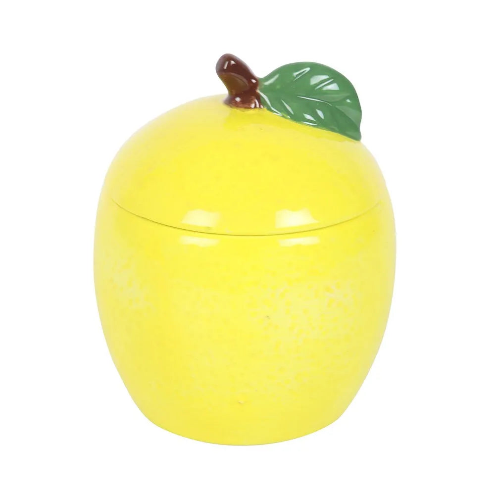 lemon shaped jar candle with removable lid