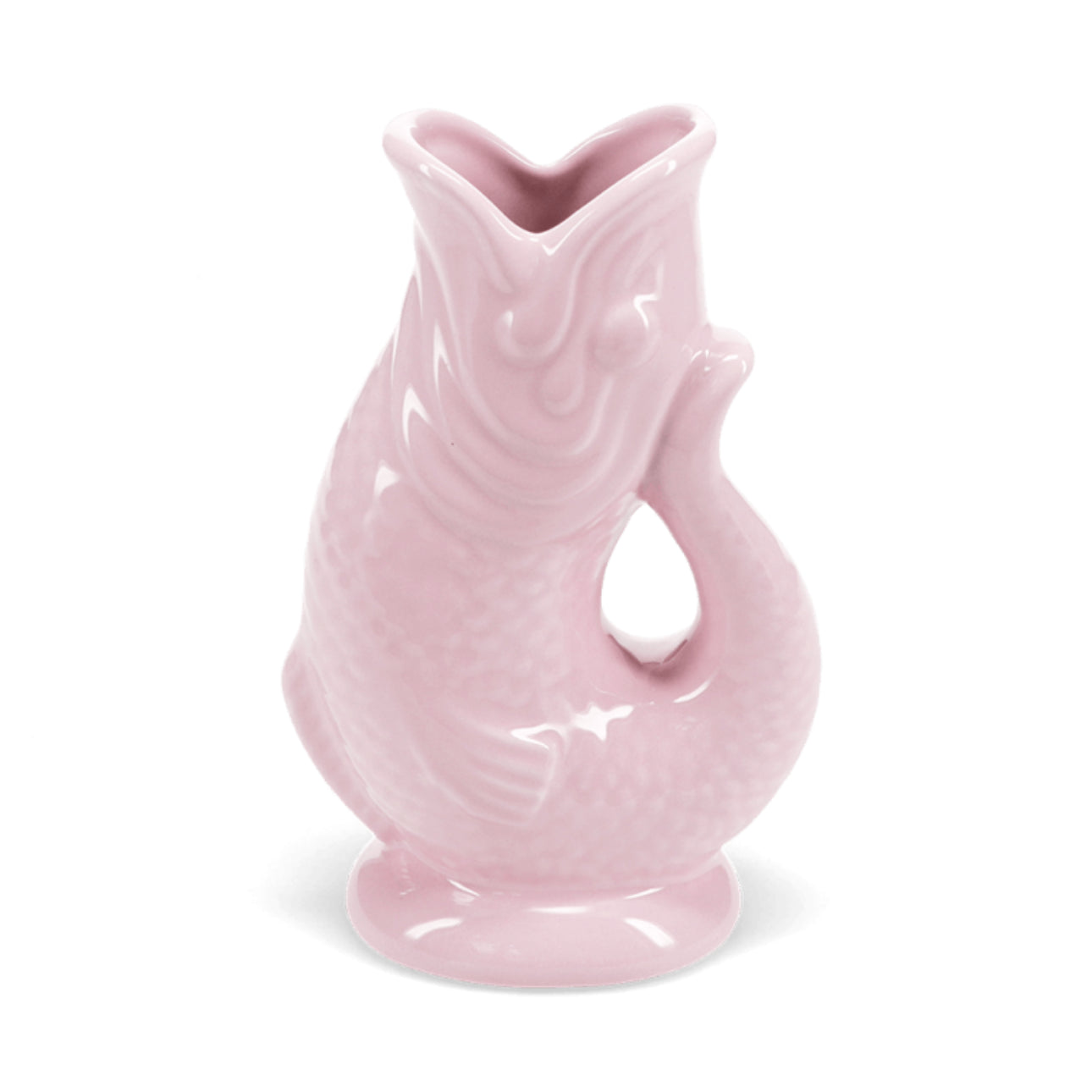pink fish-shaped vase on a white background