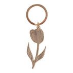back of tulip-shaped keychain on a white background