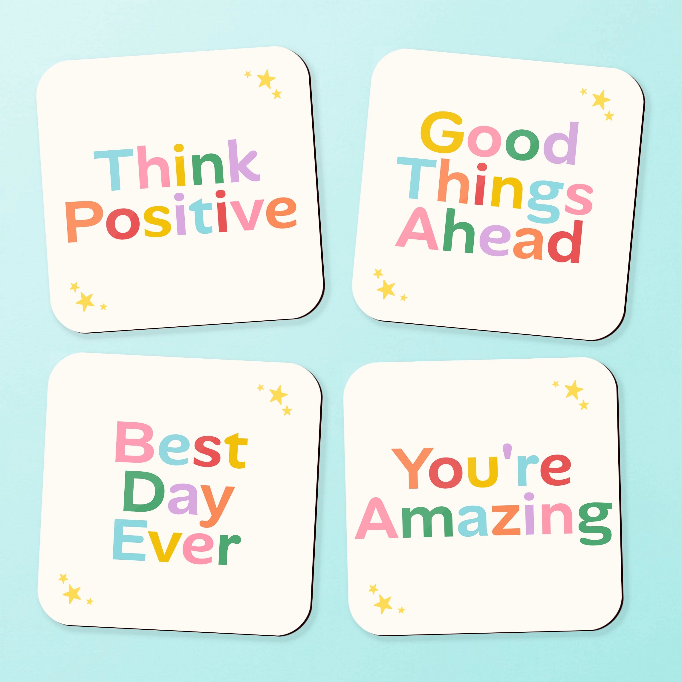 Positive Vibes Coasters - 4 Pack