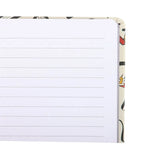 Notebook with lined pages on a white background
