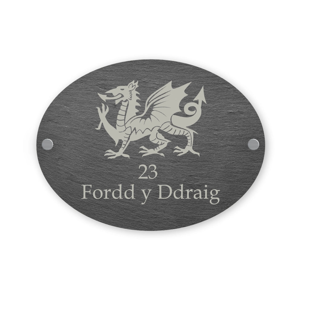 Welsh Dragon Slate House Sign