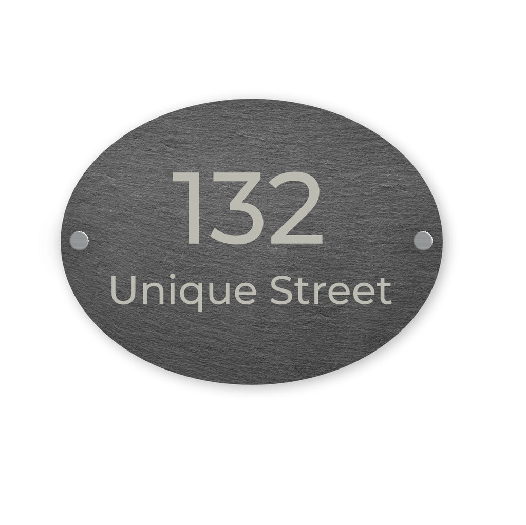 Slate oval house sign