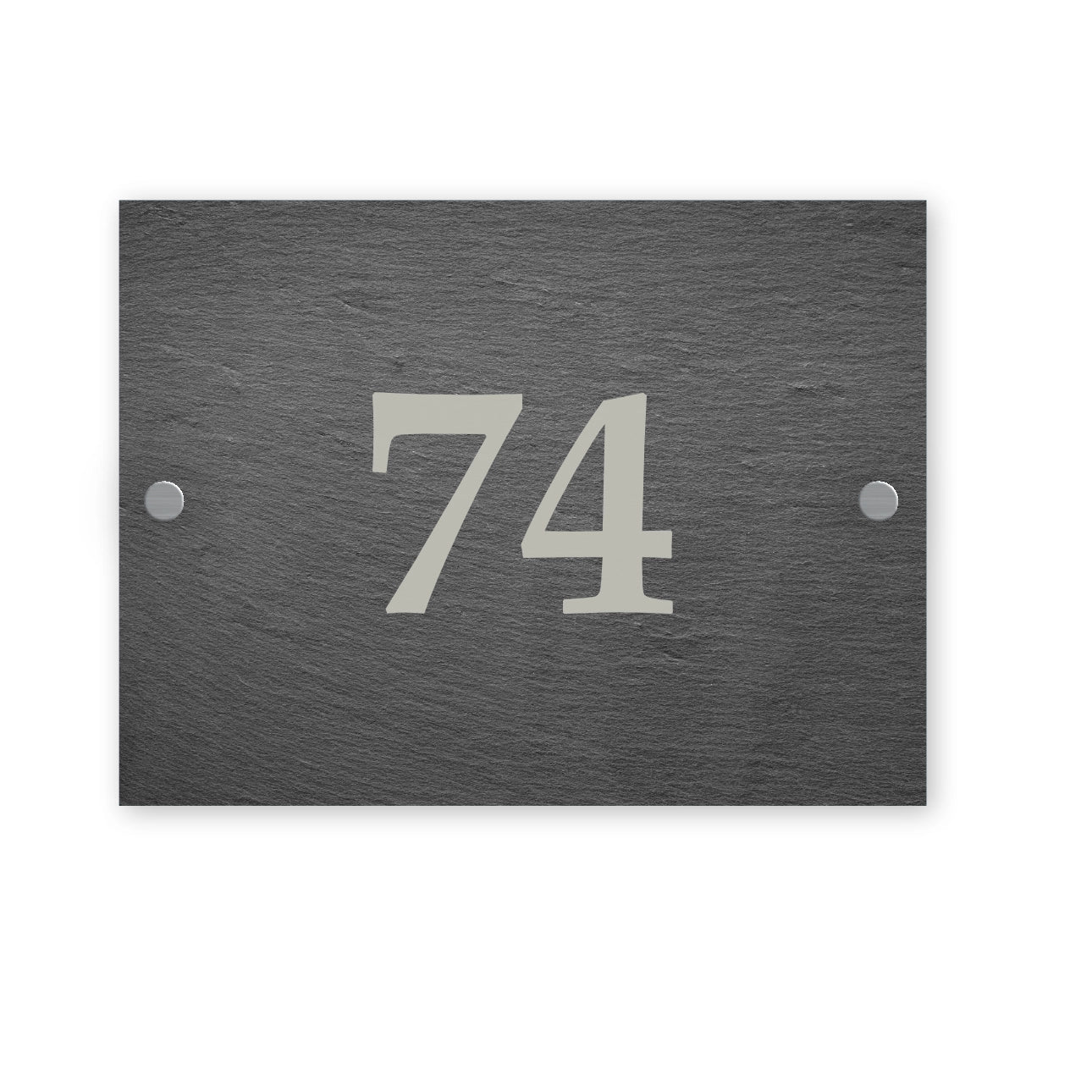 Slate house number sign with the number on a white background