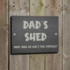 rectangle slate sign on a shed door