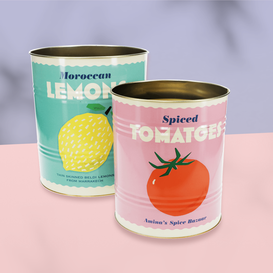 Set of 2 medium storage tins - Lemon and Tomato