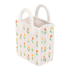 Small rectangular vase with floral design on a white background