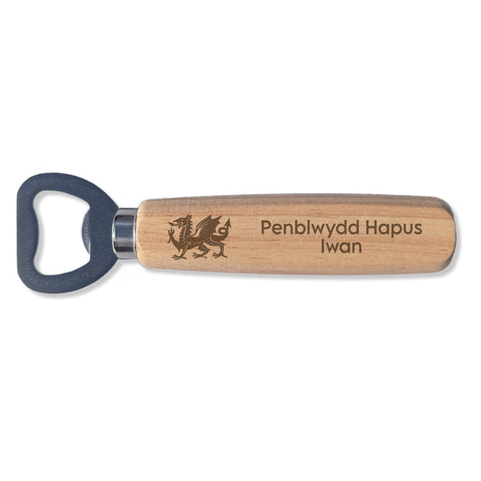Wooden Bottle Opener - Welsh Dragon with custom message